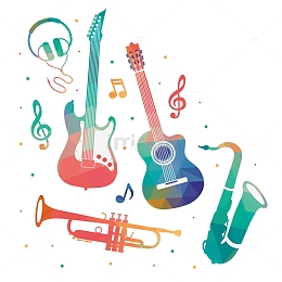 音乐元素 彩色 吉他 音符