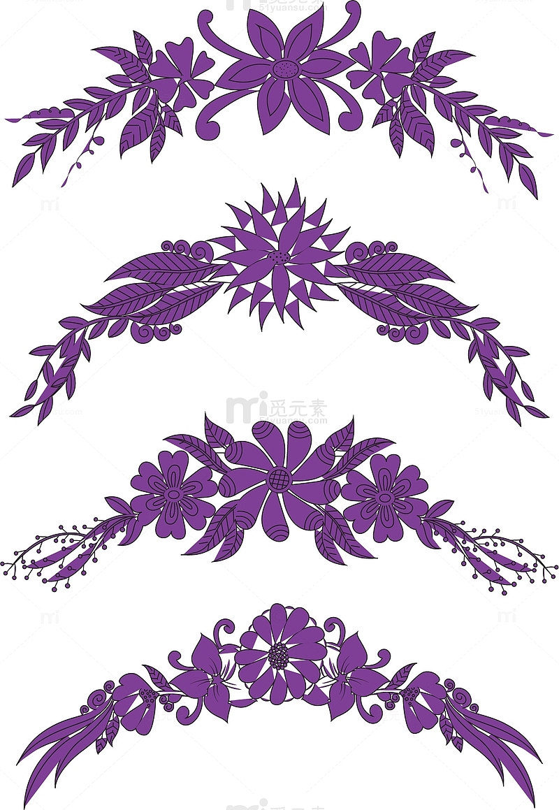 复古紫色花朵标题框
