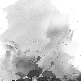 中国风素描荷叶泼墨山水画