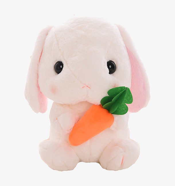 抱着胡萝卜的垂耳兔公仔