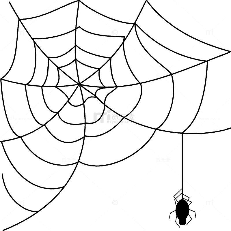 卡通素材蜘蛛网剪影 蜘蛛