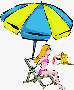 插画海报夏日沙滩座椅