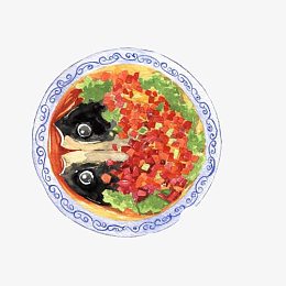 剁椒鱼头手绘画素材图片