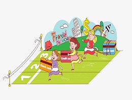 在绿色操场跑道赛跑的女人们