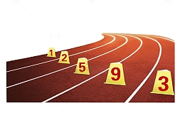 红色操场跑道和号码牌