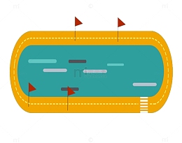 蓝色操场和黄色的跑道