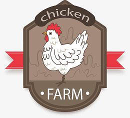 白色手绘母鸡徽章