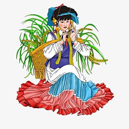 苗族少女采药图案