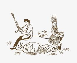中国画芦笙恋