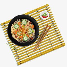矢量扁平日式拉面料理
