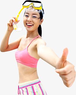 高清摄影海边沙滩美女造型潜水