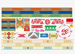 藏族纹饰花纹设计矢量素材