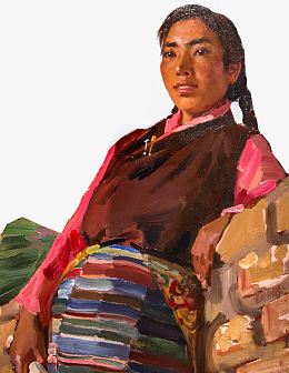 油画藏族女干部