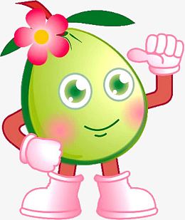 卡通带花的柚子卡通人