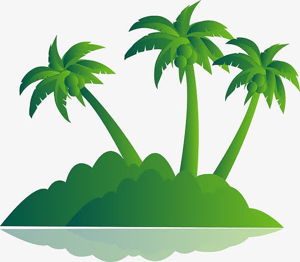 绿色棕榈树岛矢量