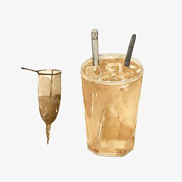 丝袜奶茶手绘画素材图片