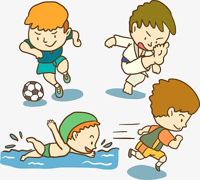 4款卡通运动男孩矢量素材
