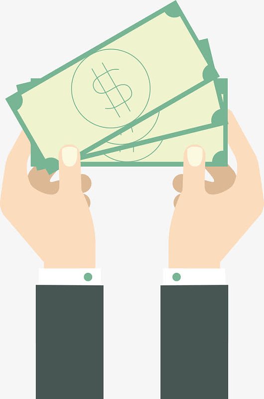 手拿钱卡通素材_手拿钱卡通图片元素-觅元素