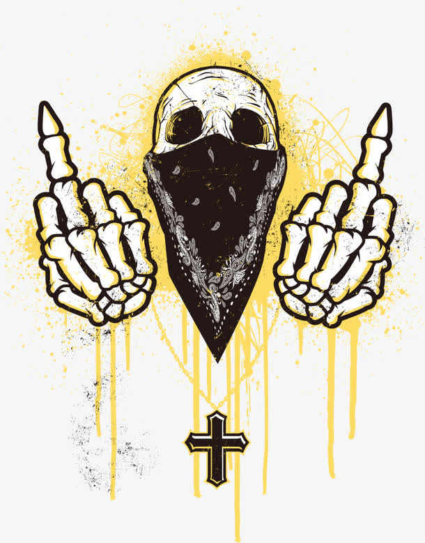 矢量骷髅手指墨迹喷溅