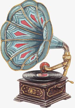 油画风格留声机