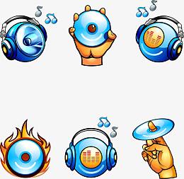 3d水珠水滴火焰音乐图标矢量