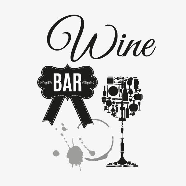 bar酒黑色高脚杯拼接轮廓