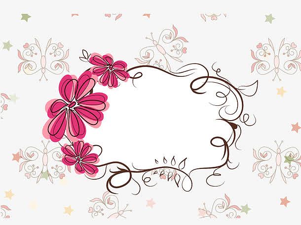 花卉花纹边框装饰矢量图
