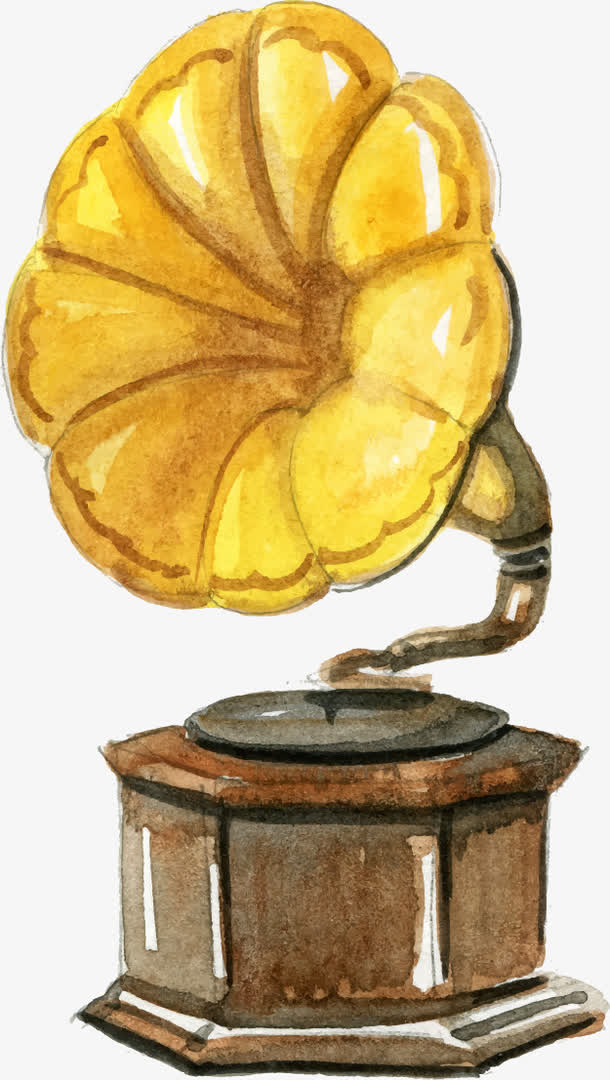 矢量手绘留声机插画