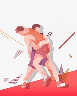摔跤抽象剪影