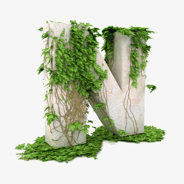 带藤蔓的立体字n