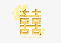 矢量黄色喜字