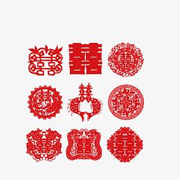 剪纸喜字小鱼