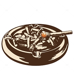 烟灰缸中燃烧的烟头矢量插画