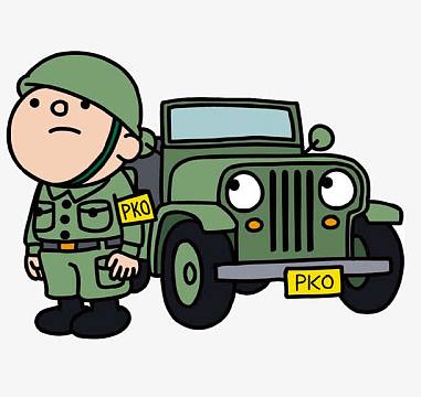 卡通军人与军车
