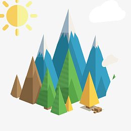 卡通大山树林海报设计素材