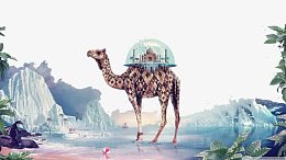 创意骆驼图案大山背景图