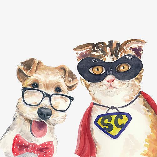 狗狗猫猫戴眼镜素材图片