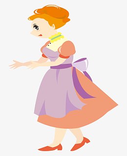 矢量卡通手绘彩色围裙国外妇女