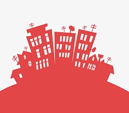 红色房子剪影