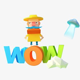 现代简约大叔wow的立体字体