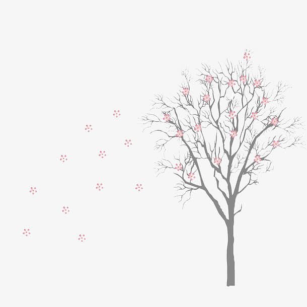 现代简约粉色树枝