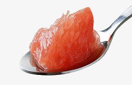 勺子里的蜜柚果肉