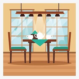 英伦风整洁餐厅矢量图