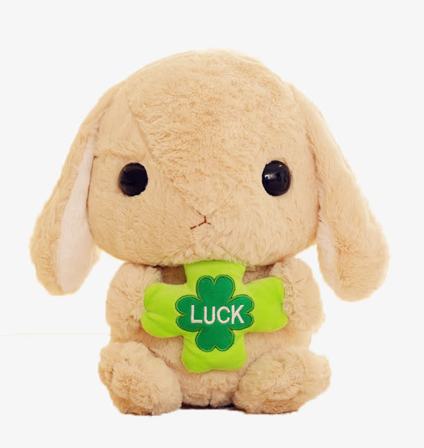 抱着四叶草的垂耳兔毛绒玩具