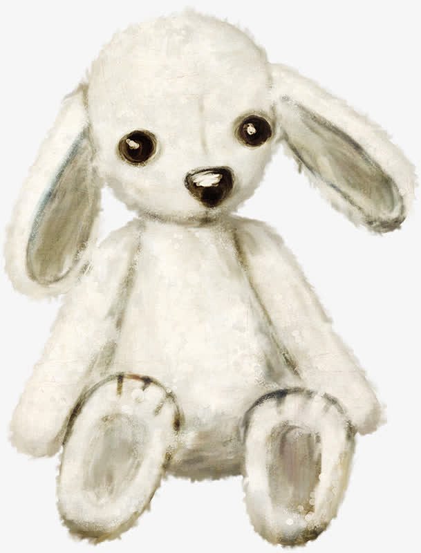 卡通手绘白色小白兔