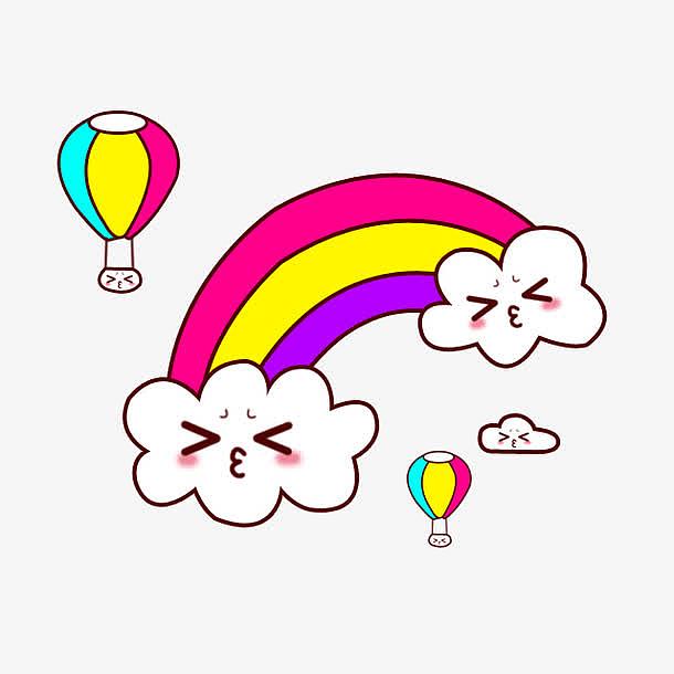 卡通彩虹热气球