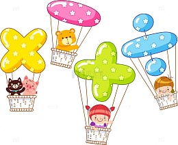 矢量创意加减乘除热气球