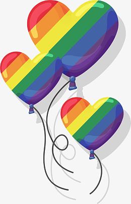 三个彩虹色气球