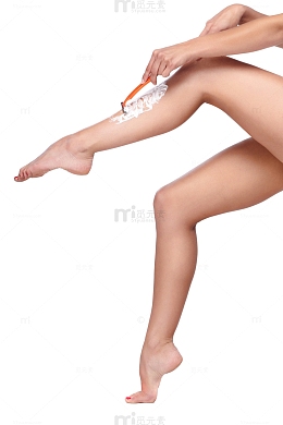 女性腿部特写脱毛剃毛