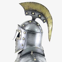 白色带铆钉骑士头盔